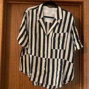 AYR Short Sleeve Button-up Striped Shirt | XL